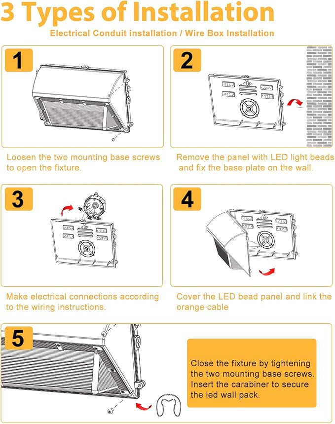 LED Wall Pack Light 60W 7800lm with Dusk to Dawn Photocell 5000K Daylight Wall Pack Outdoor Light Repalces 600W HPS/HID Light IP65 Waterproof for Stadium Yard Buildings Parking Lots