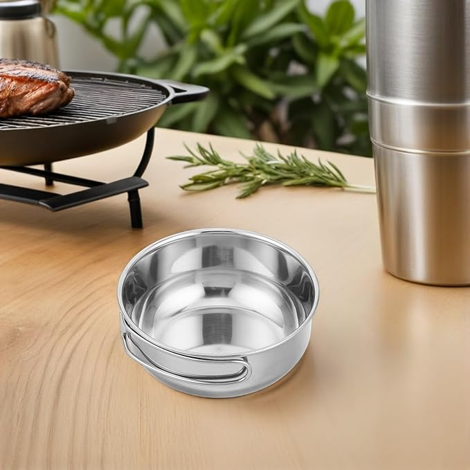COHEALI Outdoor Stainless Steel Camping Bowl Set Foldable 650ml Large Bowl Portable Multifunctional Picnic and Hiking Tableware for Travel and Backpacking