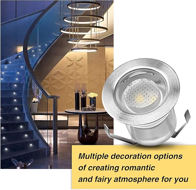 Low Voltage LED Recessed Deck Lighting KitStainless Steel Waterproof Recessed Wood Decking Stairs Garden Yard Patio Decor Lamp Outdoor Warm White LED Lighting Pack of 10
