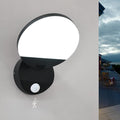 Wired Motion Sensor Outdoor Lights Fixtures LED 18W Modern Exterior Porch Lights Wall Sconces Light for Doorway Patio Garage Matt Black Round 6000K Cool White
