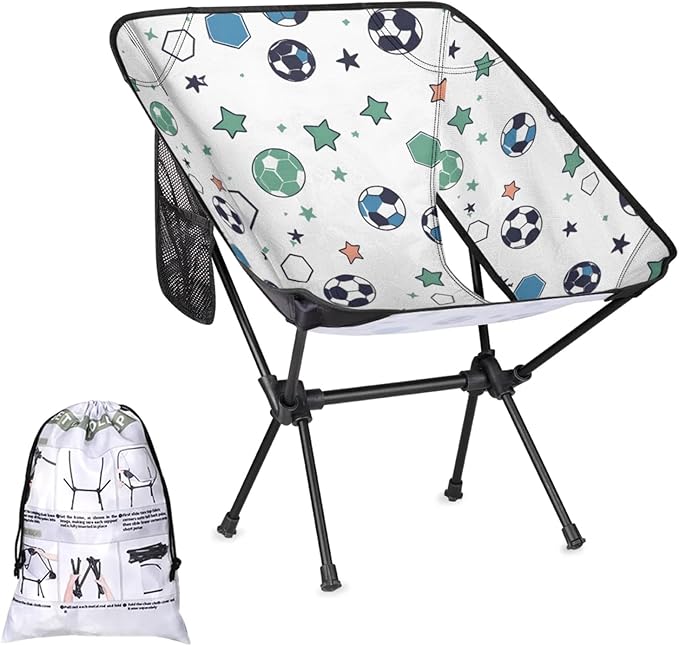 Honeybaby Folding Camping Chair Cartoon Soccer Camping Chairs Lightweight Portable Chair Outdoor Foldable Chairs for Camping Travel Picnic Beach Hiking