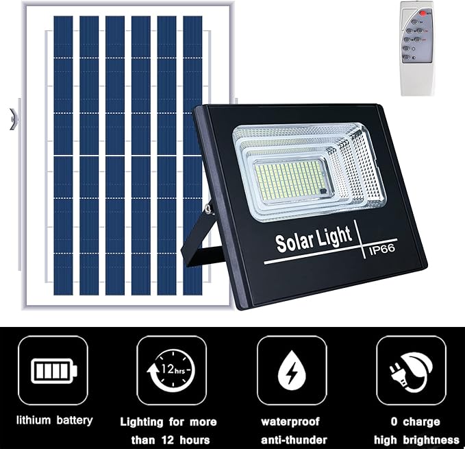 UT Solar Outdoor Security Light - 87 LEDs Equiv. 40W LED Flood Light IP66 Waterproof with Remote Control Auto Dusk to Dawn Sensor for Yard Porch Balcony