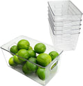 EXCELLO GLOBAL PRODUCTS 9.25 x 5.23 x 4.52 Rigid Plastic Clear Storage Bins for organizing and storing household goods food or Office supplies (Pack of 6)