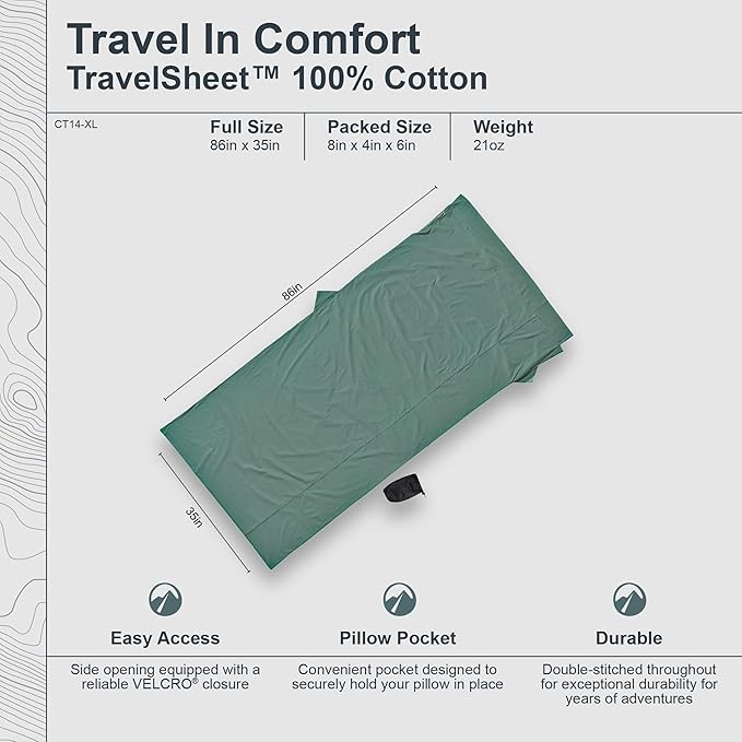 Cocoon Cotton TravelSheet (Cactus Blue 94-Inch x 46-Inch)