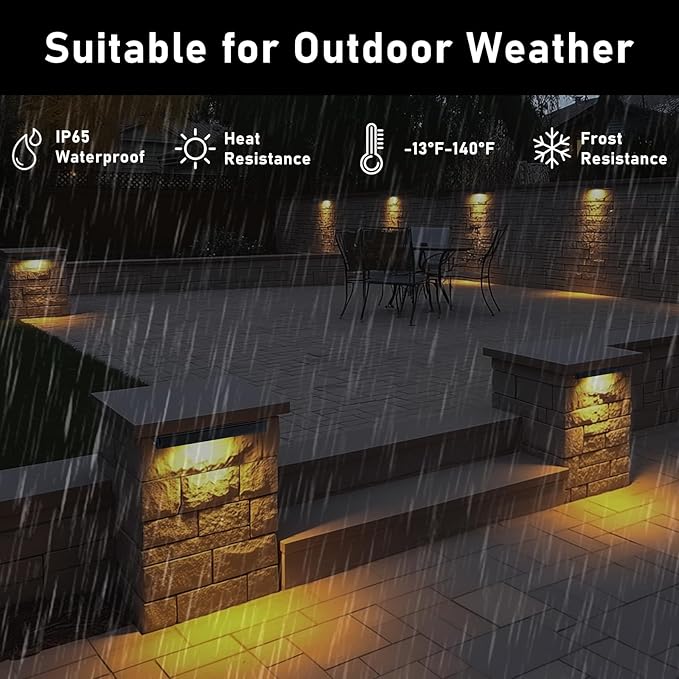 Kaqur 8 Pack 12 Inch Retaining Wall Lights LED Hardscape Lighting 12V AC/DC Low Voltage IP65 Waterproof 2700K Soft White Outdoor Landscape Lights for Patio Wall Stairs ETL Listed