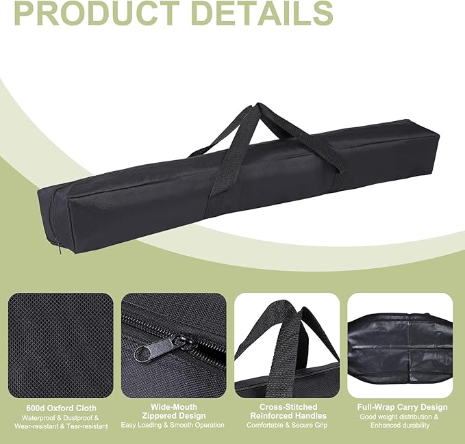 Camp Chair Replacement Bag Camping Folding Chair Storage Bag Large Zippered with Handle Strap 35 x 4 x 4 Inch Fit for Outdoor Travel Tent Storage (2 Pack Black)