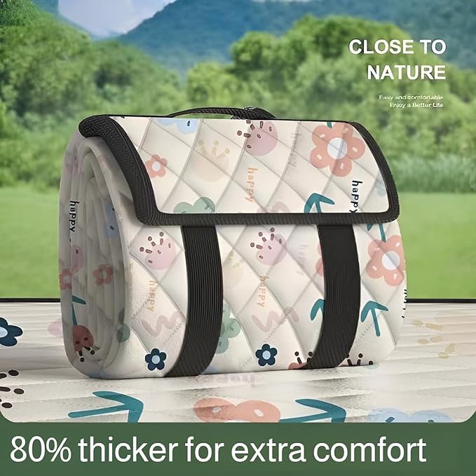 lilaBelle] Thick Picnic Mat【Waterproof Camping Blanket】 Oxford Cloth with PVC Backing Portable Outdoor Cover for BBQ Spring Outing Festival Beach Party Essentials Style E