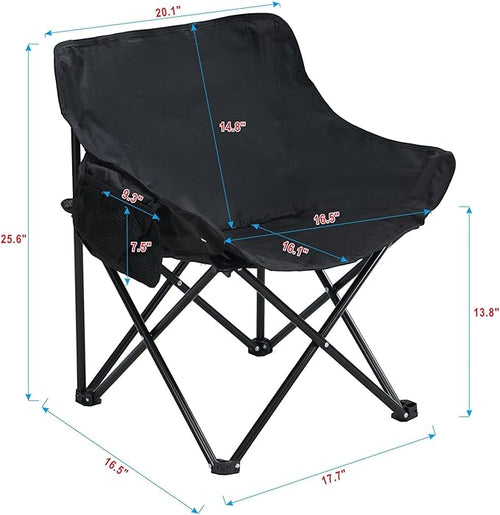 2 Pack Folding Camping Chairs Portable Beach Chairs &amp Reclining Camping Chair with Side Pockets Compact Recliner Chairs for Camping Picnics Fishing Beaches Barbecuesand (2Pcs Black)