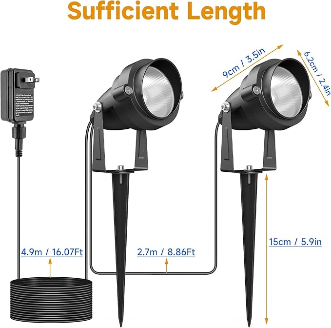 Christmas RGB and Warm White Spotlights with Timer 10W RGBW LED Halloween Spot Lights Outdoor IP65 Waterproof Landscape Spotlight for Yard Garden 2 Lights