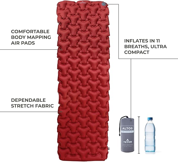 Teton Altos Inflatable Sleeping Pad Sleeping Mat for Camping Backpacking Hiking Budget Friendly and Durable