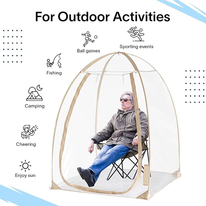 EighteenTek® Pod All Weather Sports Tent with Attached Floor Instant Outdoor Bubble Tent Rainproof Camping Sun Shelter for Sports Events Camping Fishing Cheering 50 X 50 X 64H