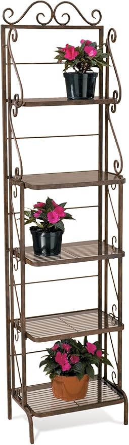 Deer Park Ironworks BR107 Skinny Bakers Rack 73H x 18W x 12D Natural Finish Indoor/Outdoor Use Durable Steel