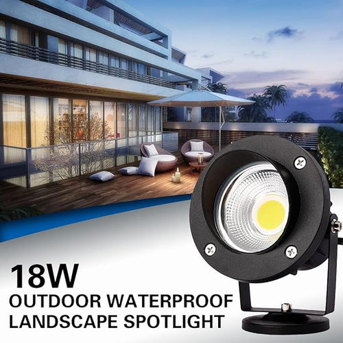 18W Low Voltage Landscape Lighting LED Spotlight Outdoor 12V~24V AC/DC Waterproof Landscape Lights Spot Lights for Yard with Spiked Stake Warm White Flag Light Garden Decorative Lamp (2 Pack)