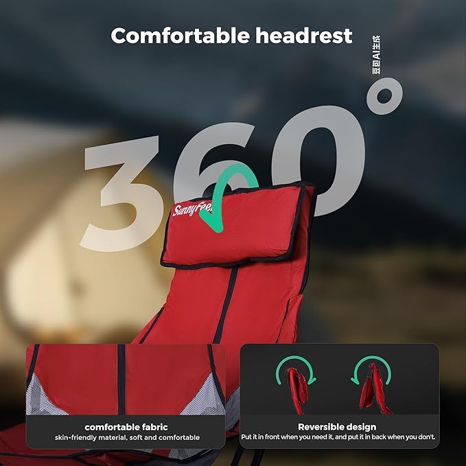 SUNNYFEEL High Back Camping Chair for Adults 2 Pack Lightweight Camping Chair Support 250 lbs Heavy Duty Folding Chair Design Portable &amp Collapsible Camping Chairs for Outdoor Camp Beach Picni
