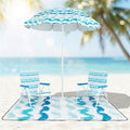 Portable 4 Pieces Beach Set with 6.2ft Sun-Proof Umbrella 2 Foldable Chairs and 80 x 80 Waterproof Blanket 30° Tilt System Umbrella with Sand Anchor &amp Carrying Bag for Picnic &amp Camping (Bl