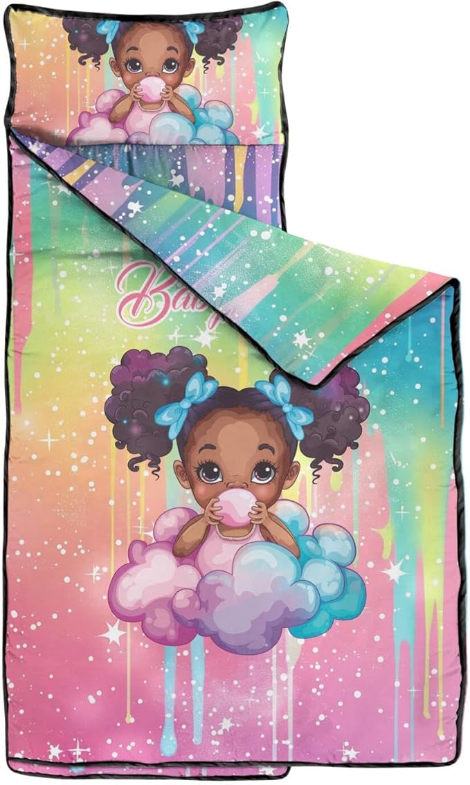 Toddler Sleeping Bag with Blanket &amp Pillow – Personalized Roll-Up Nap Mat with Custom Name for Kids