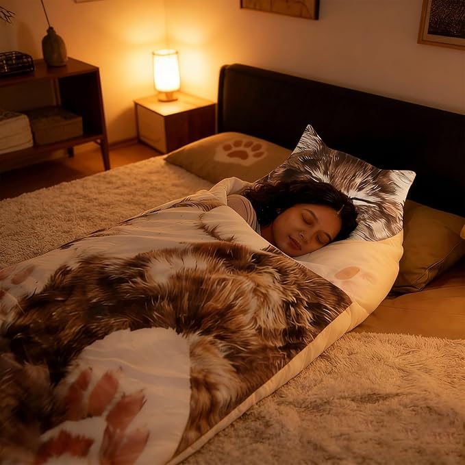Fluffy Cat Sleeping Bag for Adults Washable Warm 68.89 Inch Cat Sleeping Bag for Human Used for Camping &amp Home Lounging Adults Cozy Sleep &amp Relaxation
