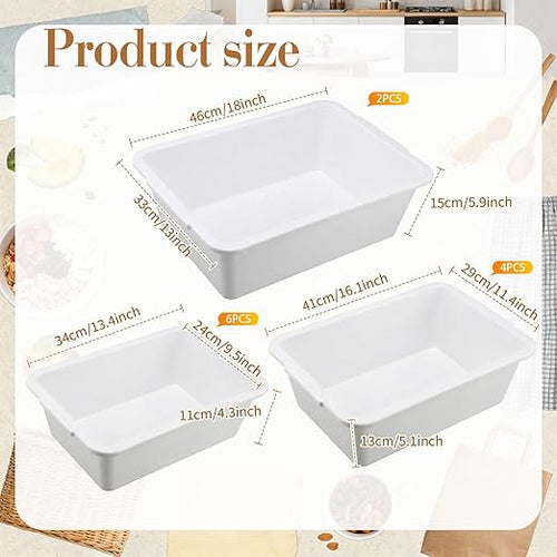 12 Pcs Plastic Commercial Bus Box Dish Washing Tub 3 Size for Home Storage Kitchen Organization Restaurant Food Collection Vegetable 6 L 11 L 17 L(White)