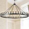 64 Inch Extra Large Black Wagon Wheel Chandelier 42-Light Farmhouse Wagon Wheel Chandeliers Round Industrial Ceiling Light fixtures for Outdoor Porch high Ceilings Living Dining Room Foyer Entryway