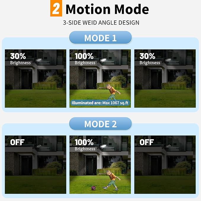 Solar Lights Outdoor Waterproof 2 Pack 6500k Solar Flood Light Dusk to Dawn Solar Street Lights with Motion Sensor &amp Remote Control LED Solar Parking Lot Lights for Yard Ground Garden