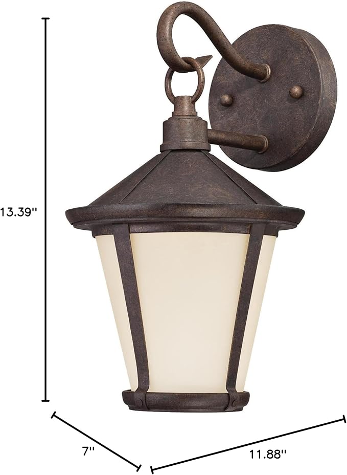 Westinghouse 6204100 Darcy One-Light LED Outdoor Wall Fixture Victorian Bronze Finish with Amber Frosted Glass