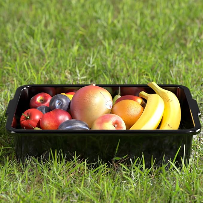 13 L 12-Pack Commercial Bus Boxes Plastic Bus Tubs 17.44 L x 13.03 W Open Top Storage Tote Black