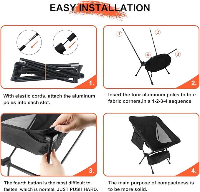 NewDoar 2 Pac Camping Chairs 2 Pack Collapsible Portable Compact Chair with Carrying Bag Lightweight Small Folding Chair for Hiking &amp Beach &amp Fishing Lawn Concert