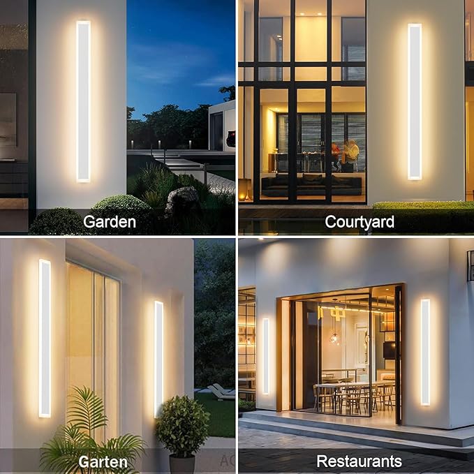 Aipsun 2 Packs LED Outdoor Wall Sconce 39.4in 3000K Exterior Light Fixtures Wall Mount Modern Porch Lights Wall Sconce Long LED Linear Outside Lighting for Garage Front DoorEntrance Hallway