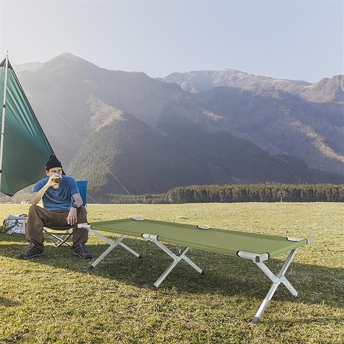 Portable Folding Camping Cot with Carrying Bag Army Green for Adults for Outdoor Travel Hiking Home