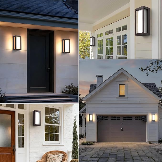 Dusk to Dawn Outdoor Wall Sconce 3000K LED Outdoor Wall Lights Fixture for Patio Waterproof Wall Mount Outside Light 14.5in Bronze Outdoor Lanterns for Porch Door 1 Pack