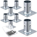 Blulu 8 Pack Galvanized Steel Flange Oblong Base for 1-5/8 OD Tubing Suitable for Mounting Stainless Worktables Equipment Stands Kitchen Equipment Legs