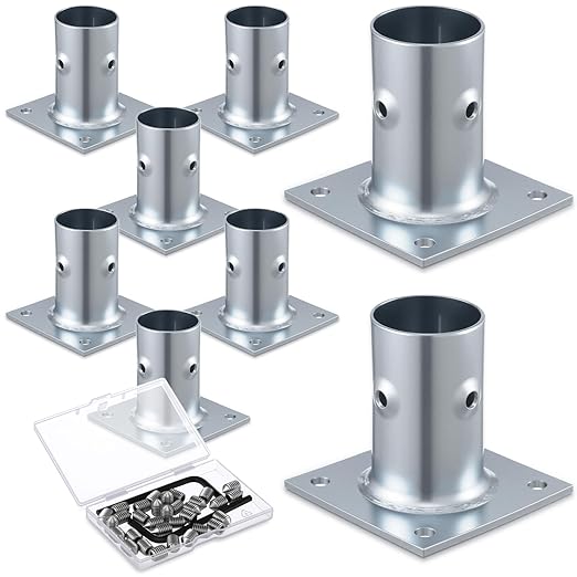 Blulu 8 Pack Galvanized Steel Flange Oblong Base for 1-5/8 OD Tubing Suitable for Mounting Stainless Worktables Equipment Stands Kitchen Equipment Legs