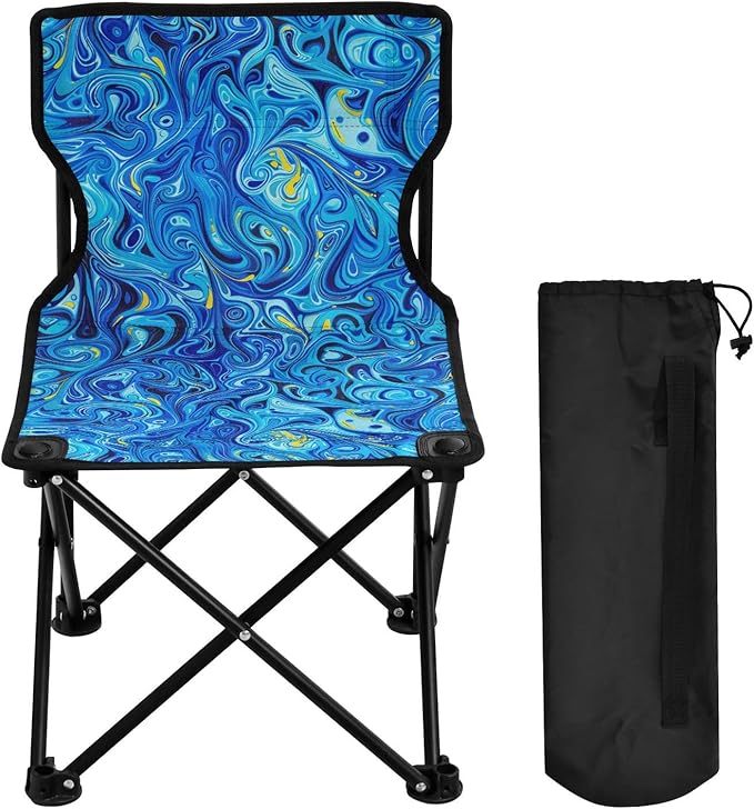 KLL Blue Laser Style Foldable Beach Chairs Ultra-Lightweight Backpack Chair Includes Carry Bag Outdoor Chair for Picnic Travel