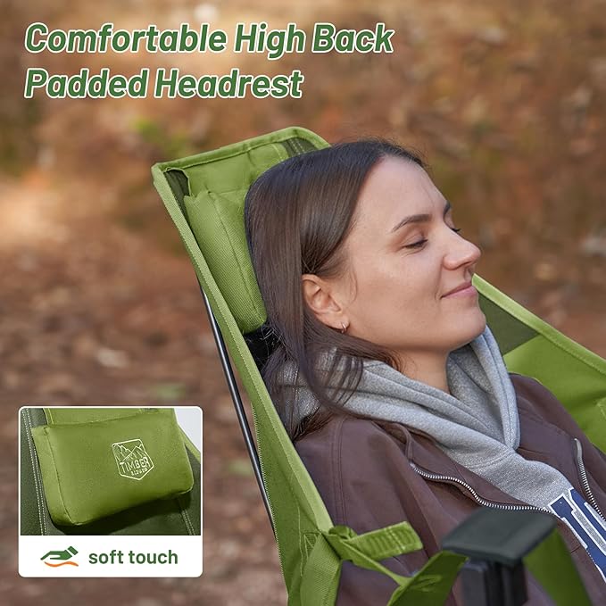 TIMBER RIDGE Hammock Camping Chair with Adjustable Backrest Heavy Duty Folding Hammock Chair Supports 300lbs Portable Hammock Chair for Camping Travelling and Patio Green