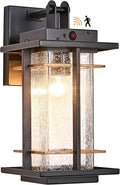 Motion Sensor Outdoor Wall Light Fixture Dusk to Dawn Exterior Wall Sconces Rustic Outdoor Wall Lamp with Seeded Glass Outside Coach Light for House Patio Garage Porch Wall Lights IP65
