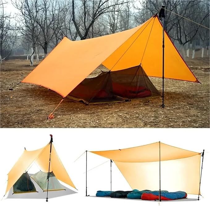 20D Two-Side Silicone Coated Nylon Tarp Ultralight Sun Shelter Beach Tent Pergola Awning Canopy Rainfly Camping Sunshelter