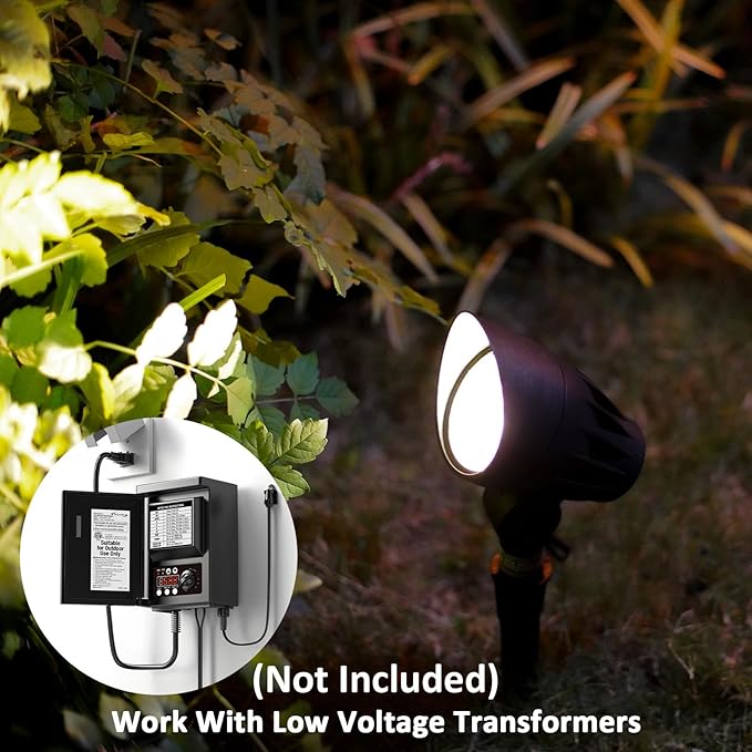 Low Voltage Spotlight 6PK Landscape Lighting 5W LED Floodlight 12V Metal Spot Light 400 Lumen 2700K Warm White Spike Stake and Connector for Garden Yard Lawn Driveway