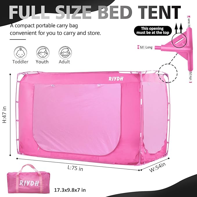 Bed Tent Bed Canopy Full Size Tents for Adult and Kids- Original Design Portable Dream Tent Indoor Sleeping Tents 80% Blackout with 3 Doors Breathable Big Space Tents