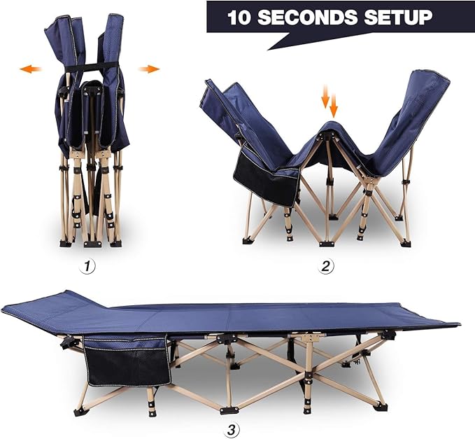 REDCAMP 28 Extra Wide Heavy Duty Camping Cots for Adults Folding Sturdy Portable Sleeping Cot for Camping or Office Use Blue