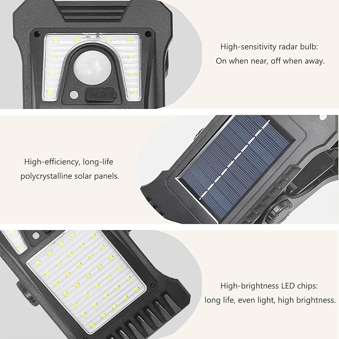 2Pack Clip on Solar Lights Outdoor Waterproof Motion Sensor Lights 3 Modes 3 Mounting Ways Solar Security Lights for Fence Wall Garage Patio Umbrella (2Pack 28LEDs)
