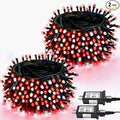 2-Pack 66FT 200 LED Christmas Lights 13 Modes Extendable Christmas Tree Lights with Timer &amp Memory Waterproof Twinkle Fairy Lights Green Wire Outdoor String Lights Indoor for Xmas Tree (Red Whit