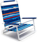 SunnyFeel Low Folding Beach Chair for Adults Lightweight Beach Chair Portable Camping Sand Chairs with Hard Armrest Supports 300lbs for Beach Lawn Concert