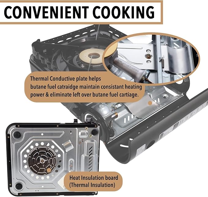 GasOne 15000 BTU Propane or Butane Stove Dual Fuel Stove Portable Camping Stove - Patented - with Carrying Case Great for Emergency Preparedness Kit