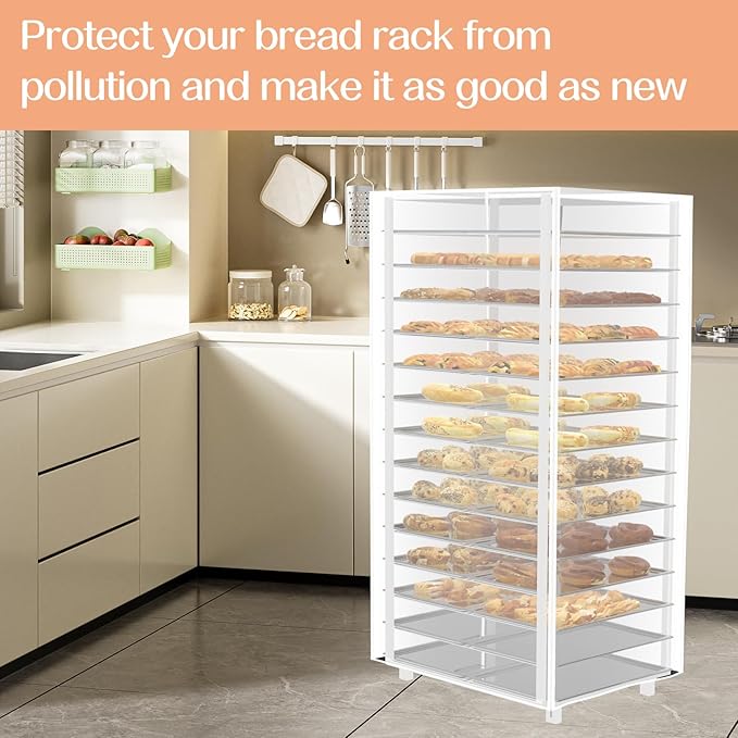 Bun Pan Rack Cover Waterproof and Dustproof Bread Rack Cover Clear Bakers Rack Covers for Home Kitchen Restaurant Bakery 28 L x 23 W x 61 H