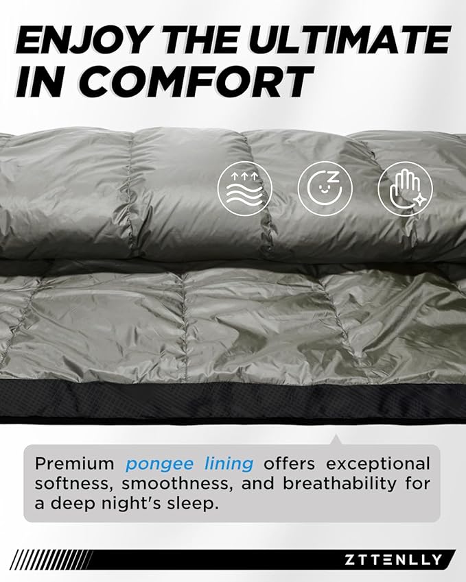Ultimate 4-Season Down Sleeping Bag for Adults - Lightweight &amp Compact 550/600 FP 0°F to 30°F for Backpacking Camping &amp Hiking