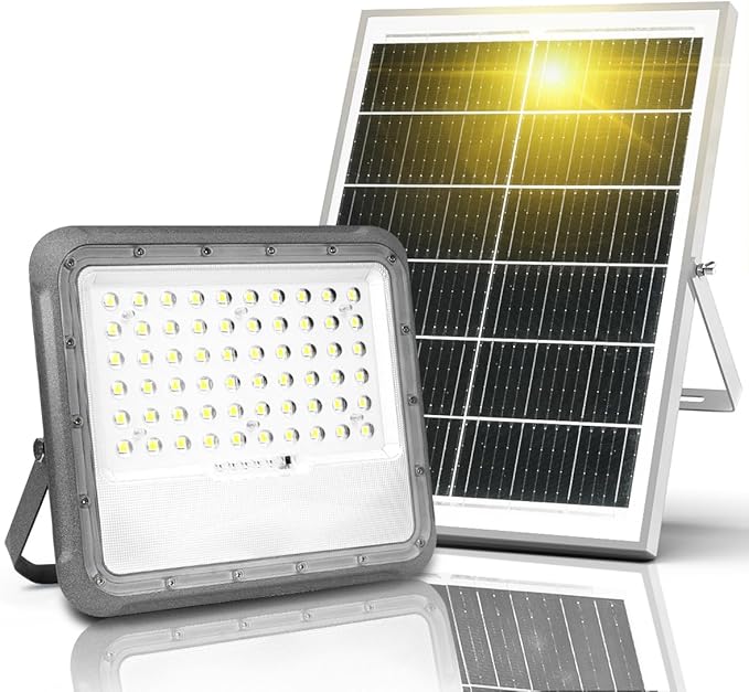 Solar Lights Outdoor Waterproof - Security Lights for Outside with Remote ControlUltra Bright High Lumens Aluminum Solar Powered Flood Lights Dusk to Dawn for Patio Yard (15000MAH)