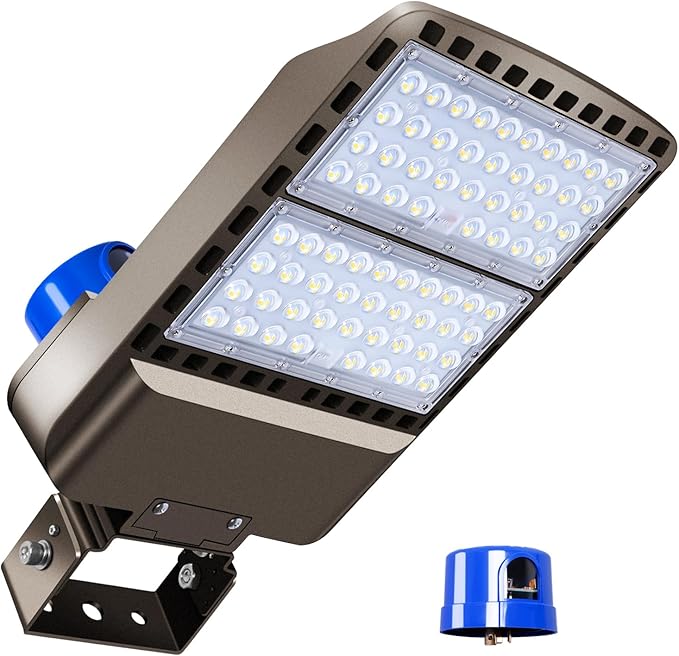 200W LED Parking Lot Light 28000LM Bright Dusk to Dawn FloodLights Outdoor with Trunnion Wall Yoke Mount 5500K Commercial 85-277V IP65 Waterproof Shoebox Barn Lighting for YardGarage