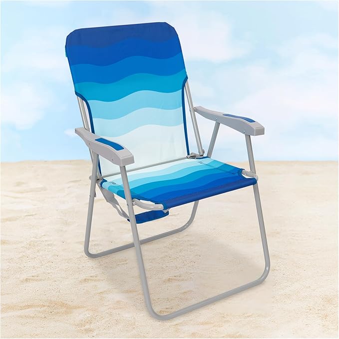 #WEJOY Folding Beach Chair for Adults Lightweight Beach Chair with Shoulder Straps High Back Camping Chairs with Hard Armrest Supports 300lbs for Outdoor Lawn Concert