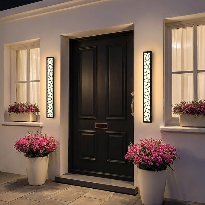Outdoor Wall Lights 31.5inch Modern Outdoor Wall Sconce LED Long Wall Sconces Black Front Porch Light Waterproof Led Wall Light IP67 3000K Exterior Lighting fixtures