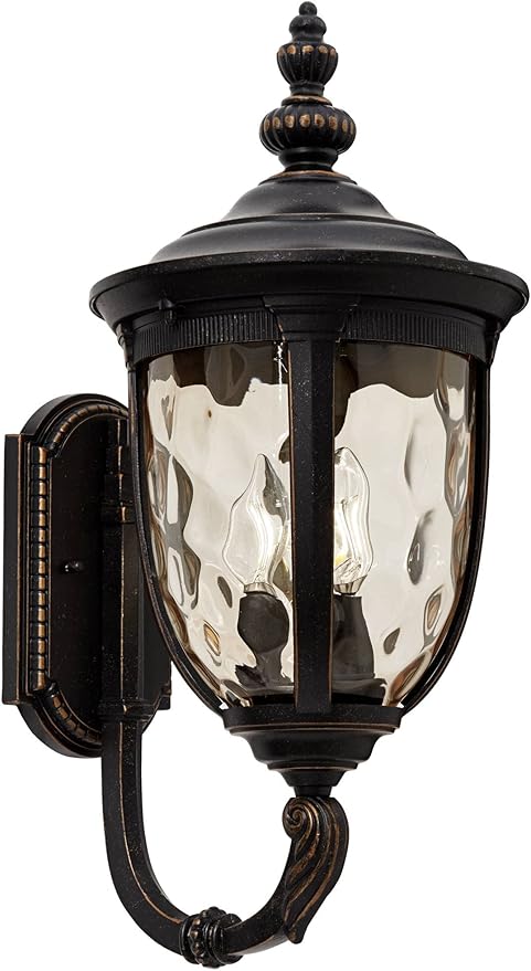 John Timberland Bellagio European Outdoor Wall Light Fixture Sconce Bronze Aluminum 21 Hammered Glass Decor for Exterior House Porch Patio Outside Deck Garage Yard Front Door Garden Home
